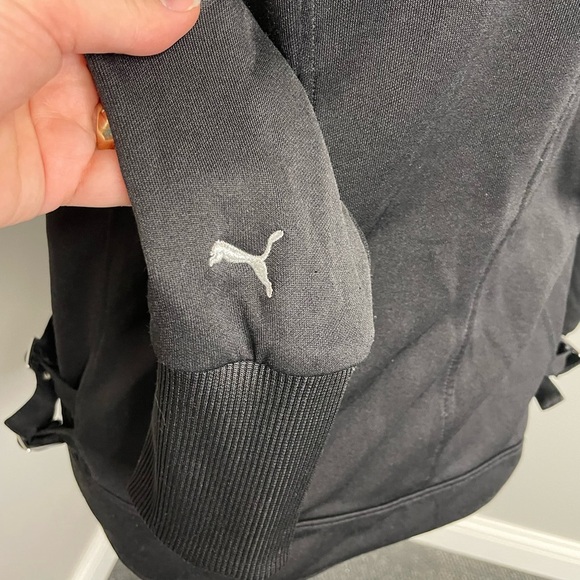 Puma Ferrari Asymmetrical Zip Moto Jacket Black Womens Size Large Racing - Picture 7 of 8